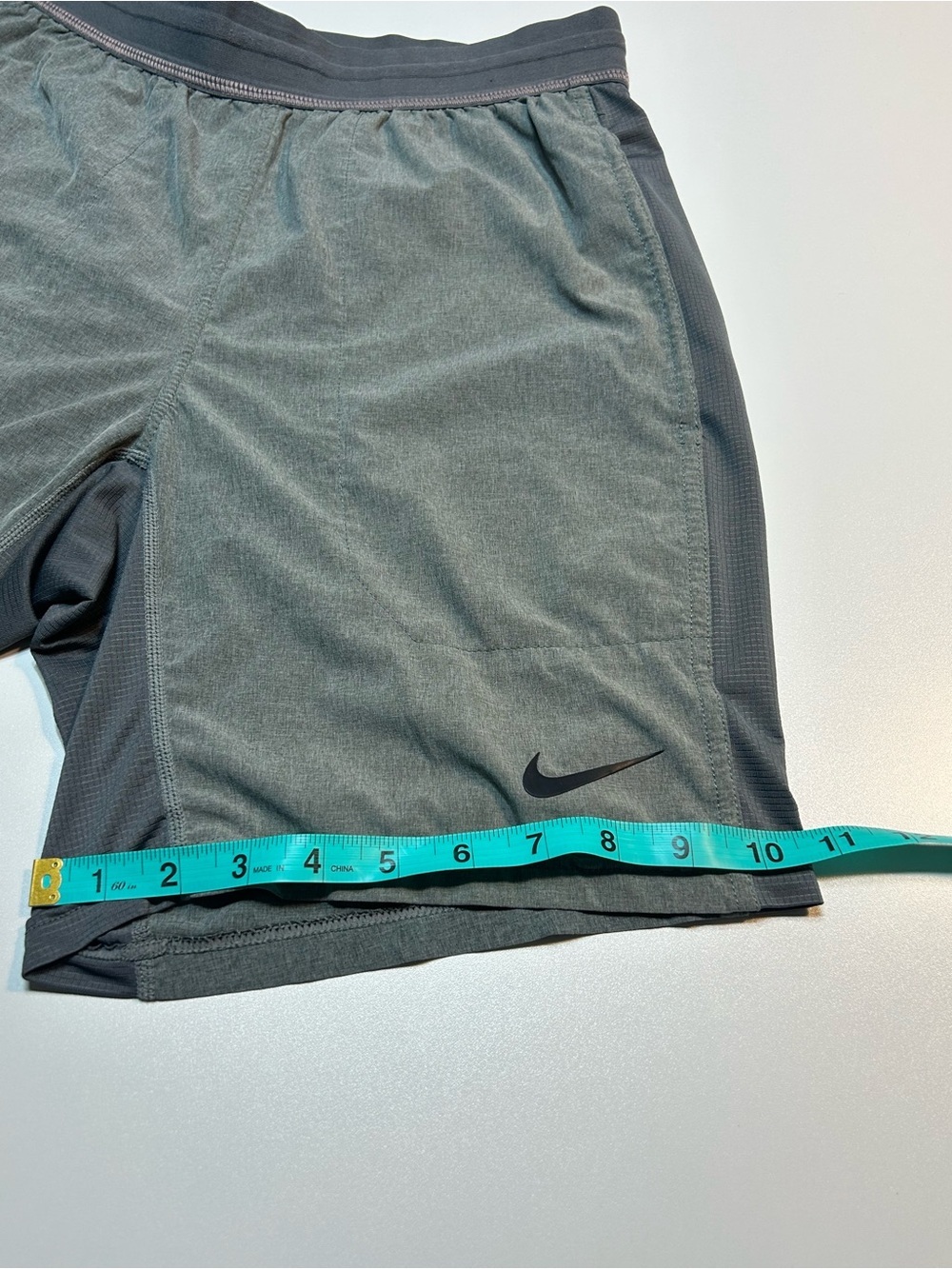 Nike Flex Yoga Training Shorts Grey Heather Black Mesh Panels - Picture 8 of 8